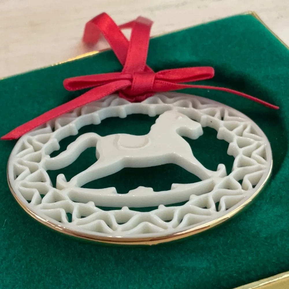 Lenox Rocking Horse 24K Gold Yuletide Christmas Ornament 24 Karat 1985 Vintage